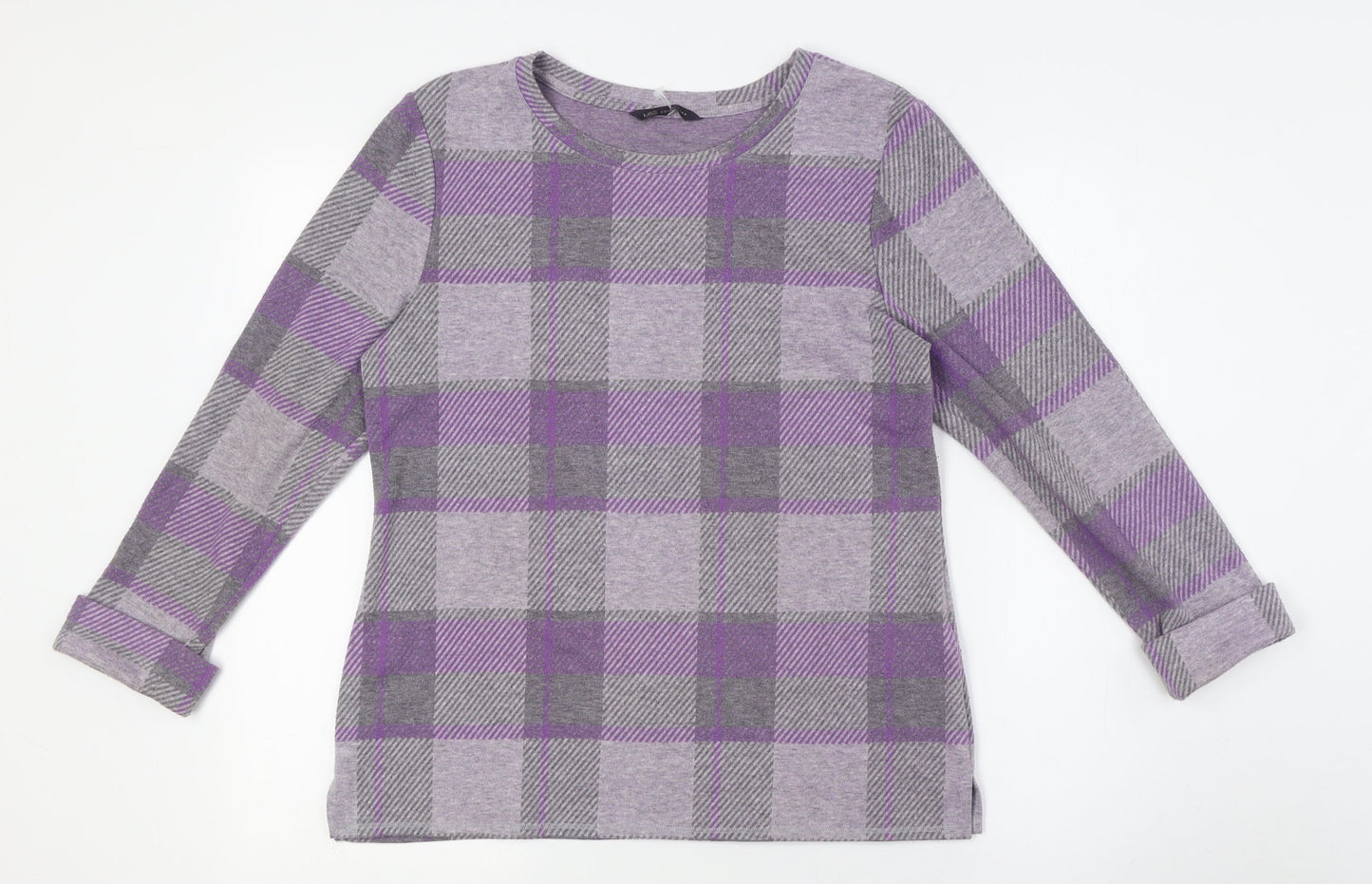 Marks and Spencer Womens Purple Polyester Basic Button-Up Size 10 Round Neck
