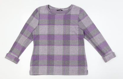 Marks & Spencer Womens Purple Polyester Basic Button-Up Size 10 Round Neck