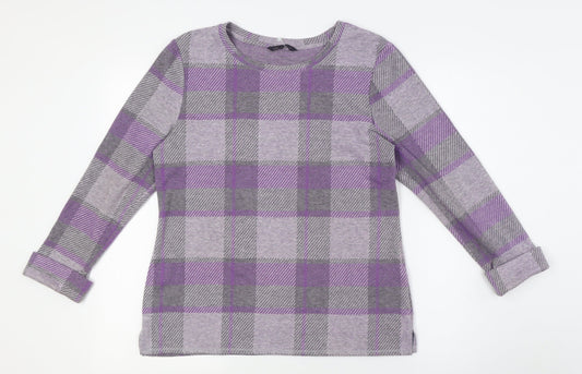 Marks and Spencer Womens Purple Polyester Basic Button-Up Size 10 Round Neck