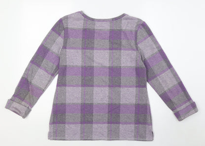 Marks & Spencer Womens Purple Polyester Basic Button-Up Size 10 Round Neck