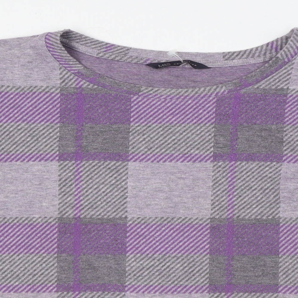 Marks and Spencer Womens Purple Polyester Basic Button-Up Size 10 Round Neck