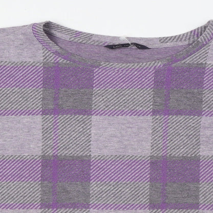 Marks & Spencer Womens Purple Polyester Basic Button-Up Size 10 Round Neck
