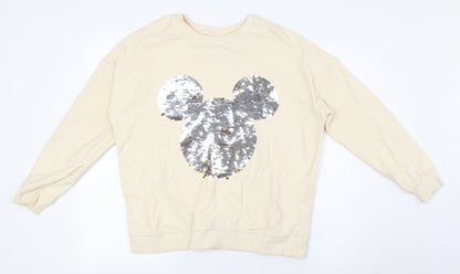 Preloved Disney Womens Ivory Cotton Pullover Sweatshirt Size 10 - mickey mouse - Front