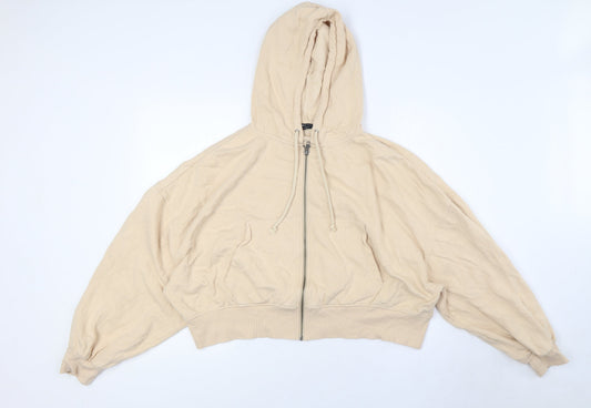 ASOS Womens Beige Polyester Full Zip Hoodie Size 10 Zip