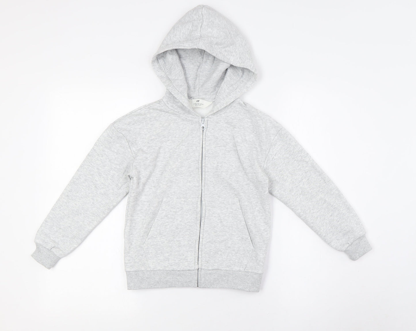 H&M Girls Grey Cotton Full Zip Hoodie Size 6 Years Zip - Ages 6-8