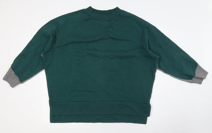 Additional front view of KIN women’s green cotton pullover sweatshirt, size M