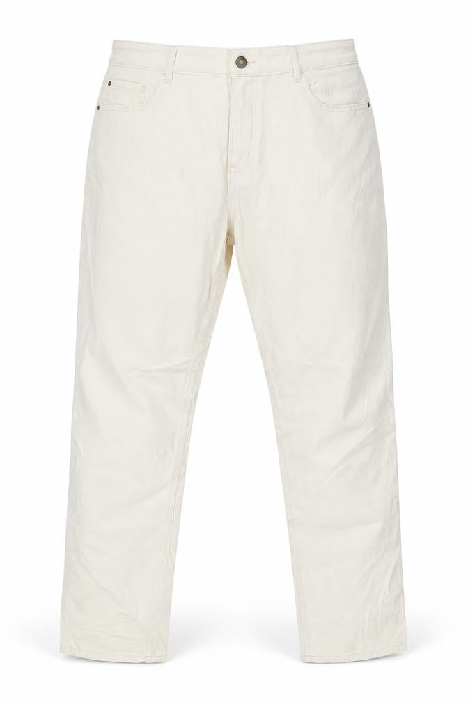 Marks & Spencer Womens Ivory Cotton Straight Jeans Size 20 L29 in Slim Zip