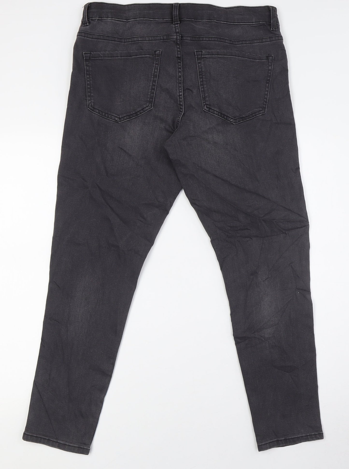 Marks and Spencer Womens Grey Cotton Skinny Jeans Size 12 L27 in Slim Zip