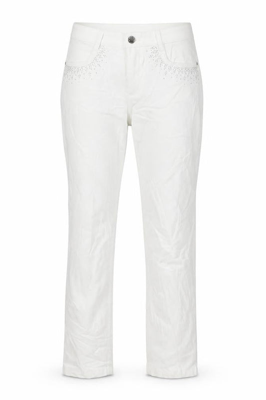Marks & Spencer Womens White Cotton Skinny Jeans Size 12 L31 in Regular Zip - Embellished Back Pockets