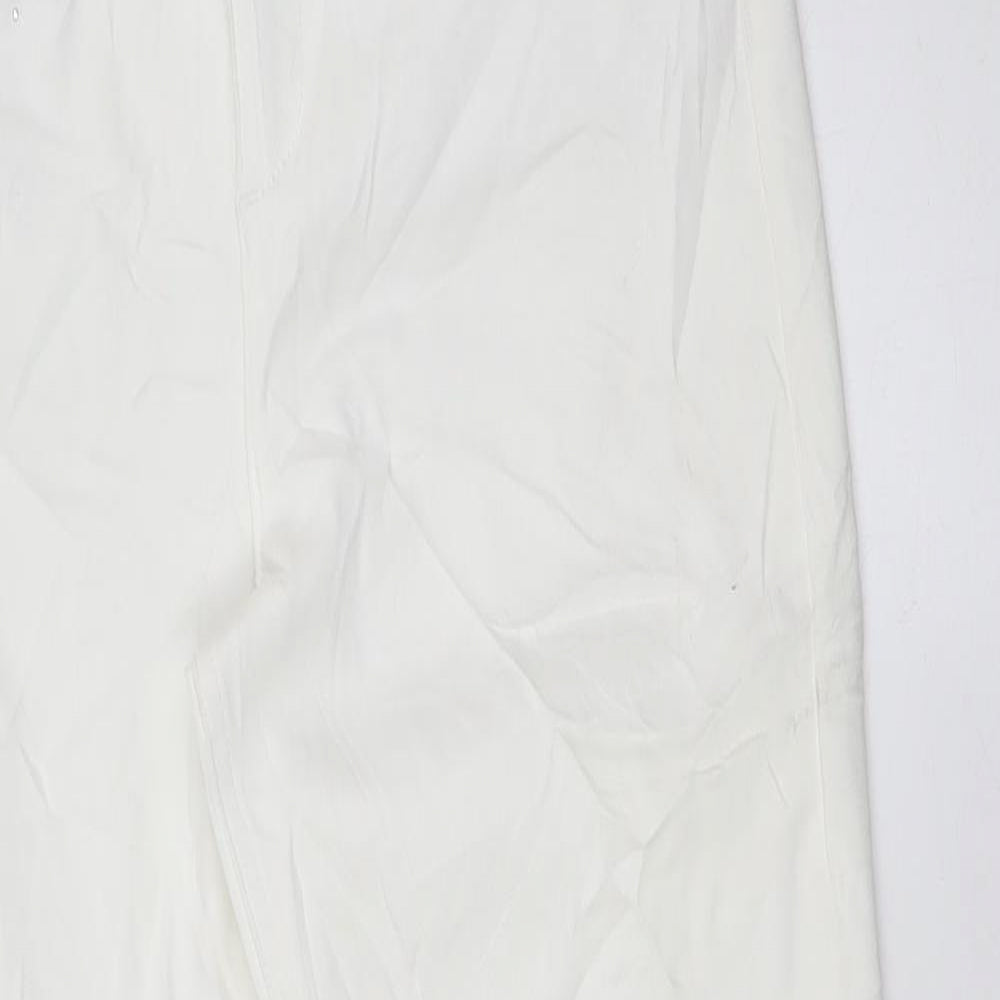 Marks and Spencer Womens White Cotton Skinny Jeans Size 12 L31 in Regular Zip - Embellished Back Pockets