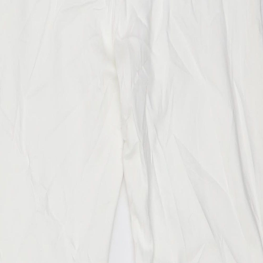 Marks and Spencer Womens White Cotton Skinny Jeans Size 12 L31 in Regular Zip - Embellished Back Pockets