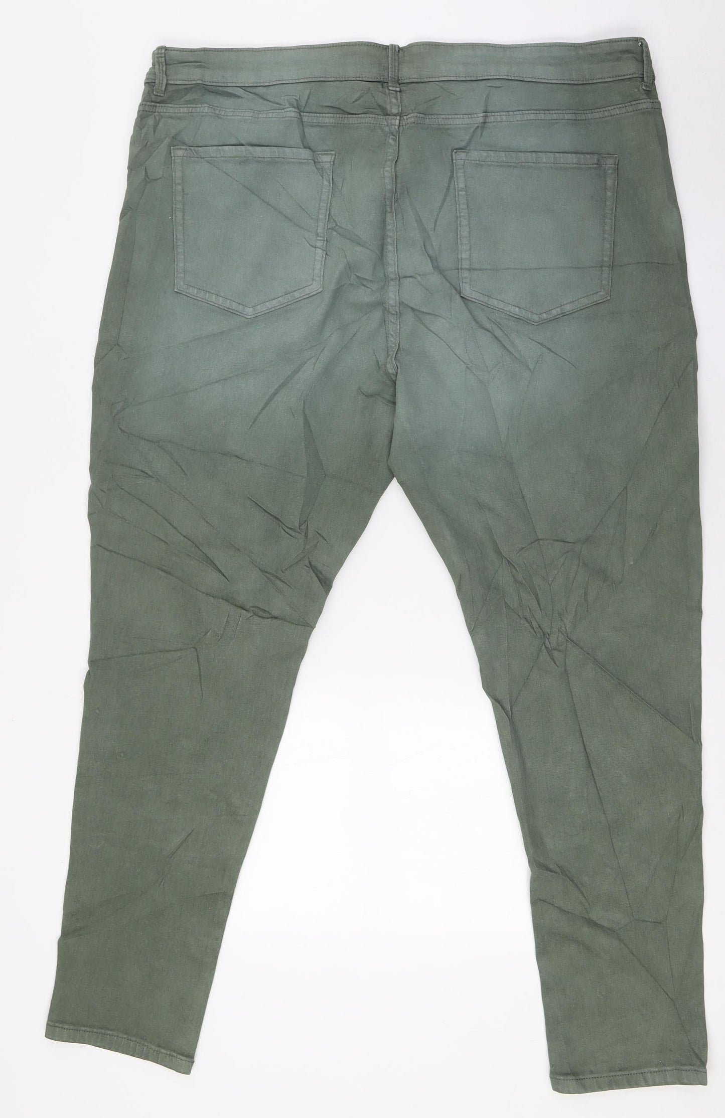 Marks and Spencer Womens Green Cotton Skinny Jeans Size 20 L29 in Regular Zip