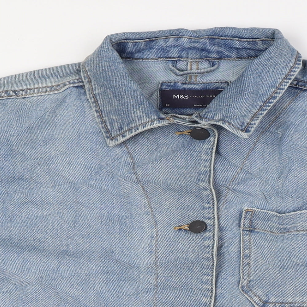 Marks and Spencer Womens Blue Jacket Size 12 Button