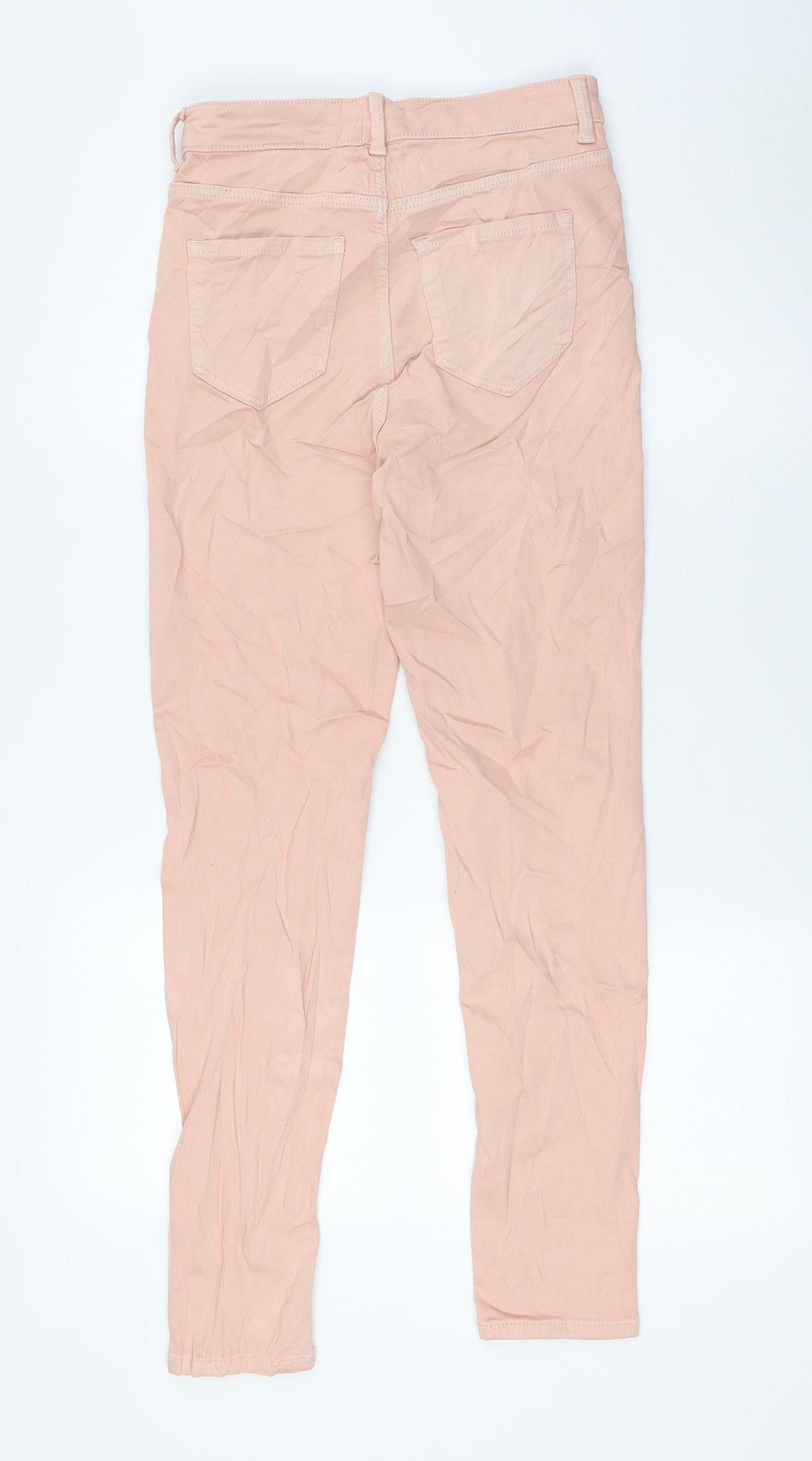 Marks and Spencer Womens Pink Cotton Skinny Jeans Size 8 L27 in Regular Zip