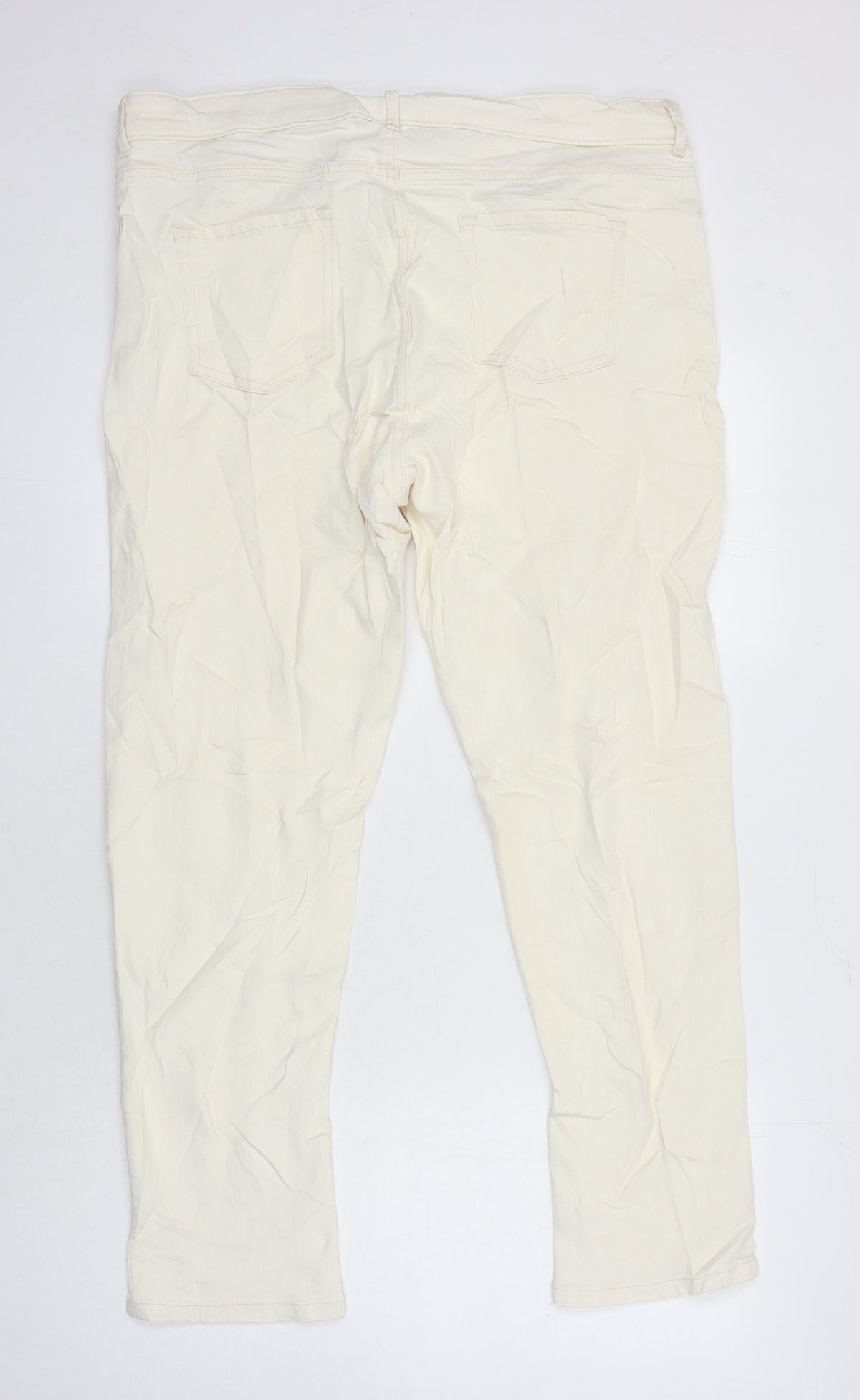 Marks & Spencer Womens Ivory Cotton Straight Jeans Size 18 L27 in Regular