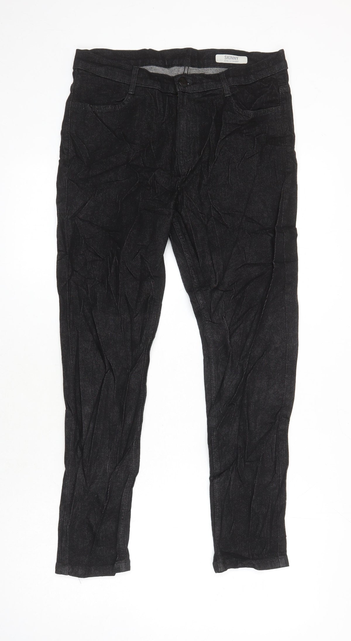 Marks & Spencer Womens Black Cotton Skinny Jeans Size 12 L26.5 in Regular