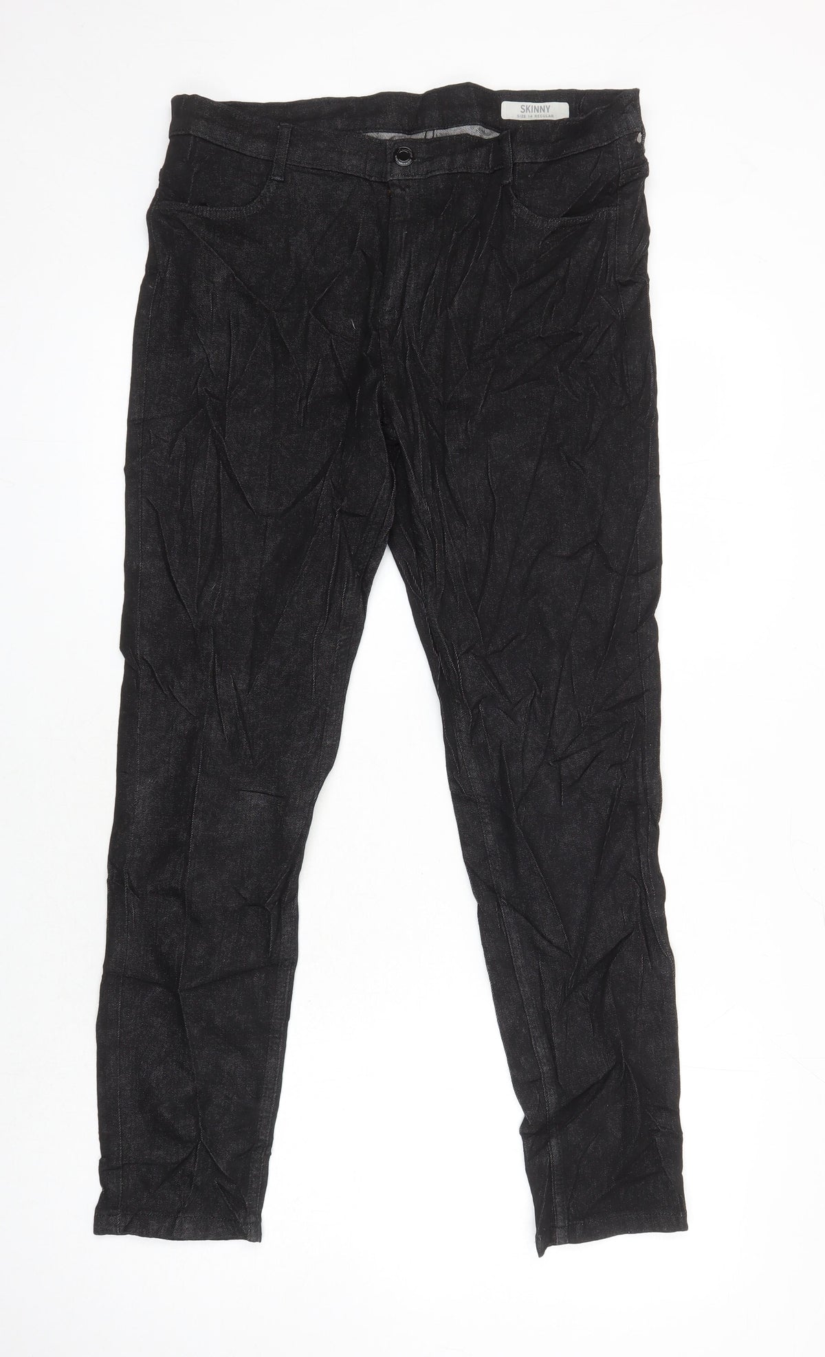 Marks & Spencer Womens Black Cotton Skinny Jeans Size 14 L28 in Regular