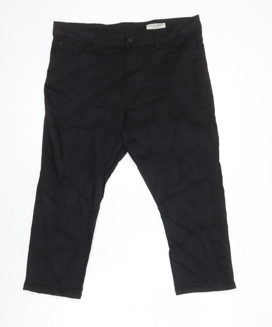 M&S Womens Black Cotton Straight Jeans Size 16 L21 in Regular