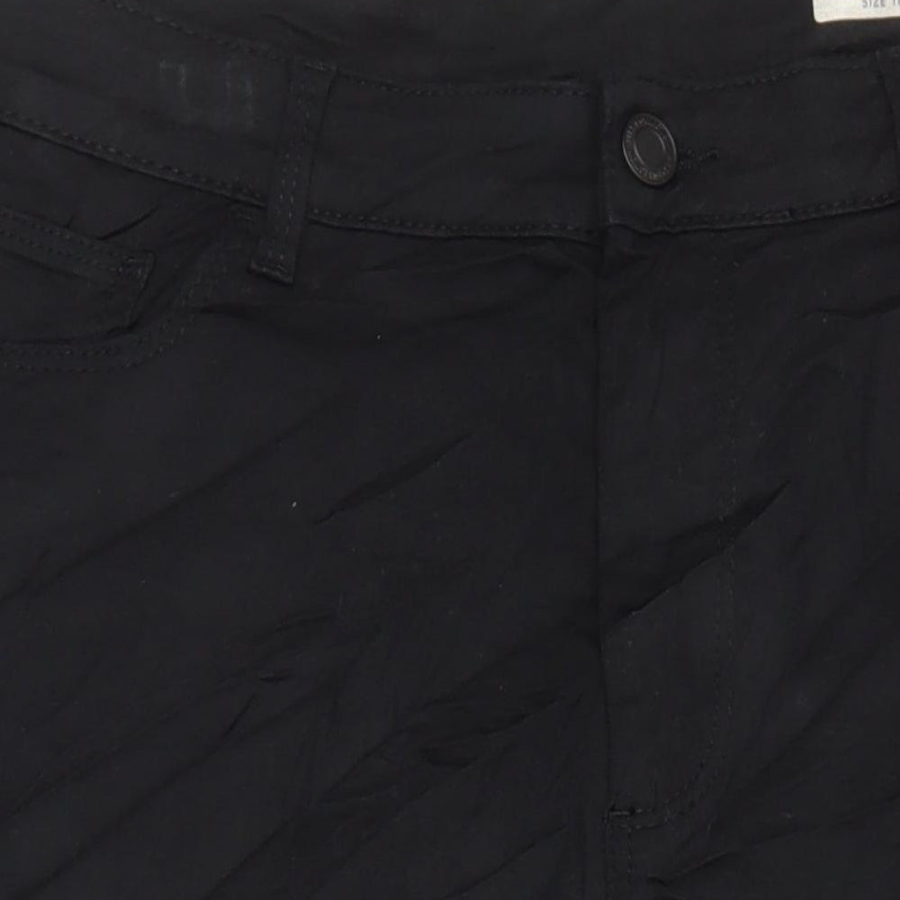 M&S Womens Black Cotton Straight Jeans Size 16 L21 in Regular