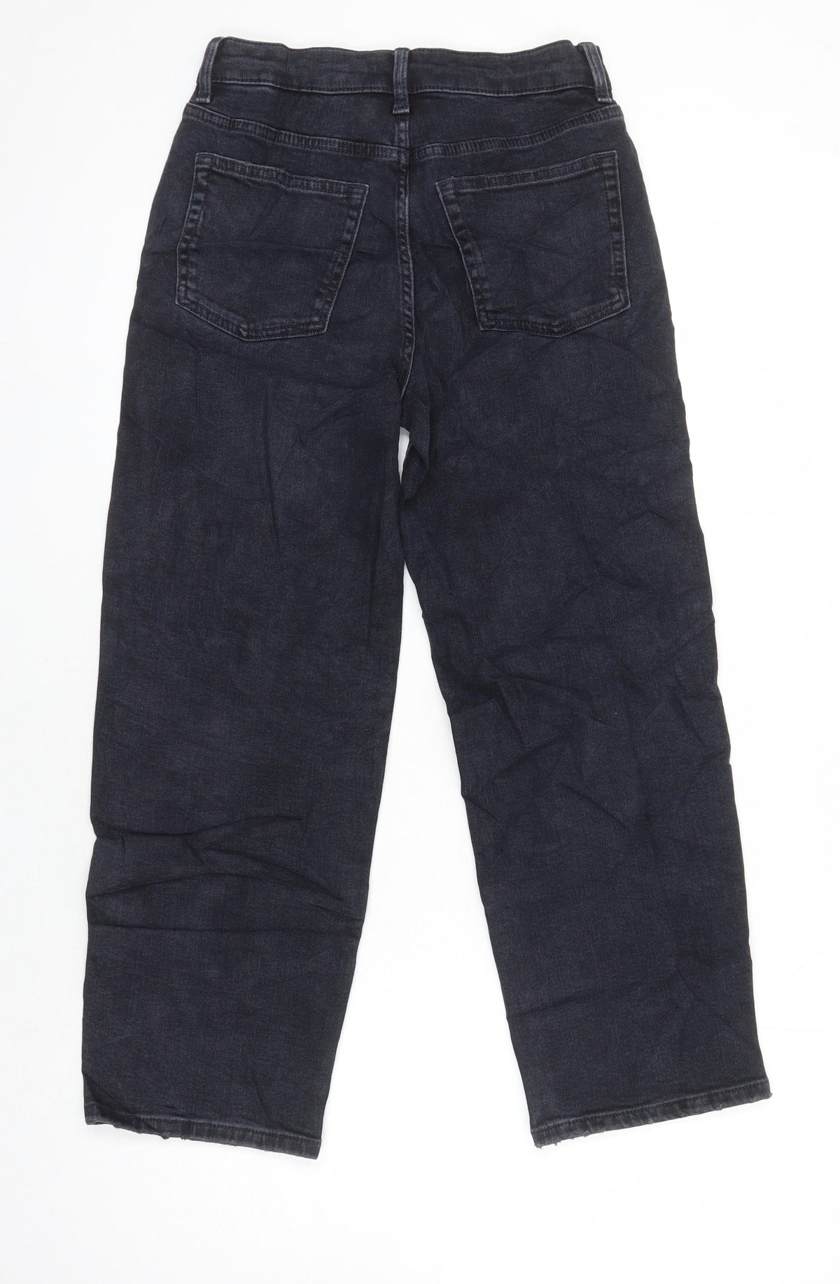Marks & Spencer Womens Black Cotton Straight Jeans Size 6 L23 in Regular