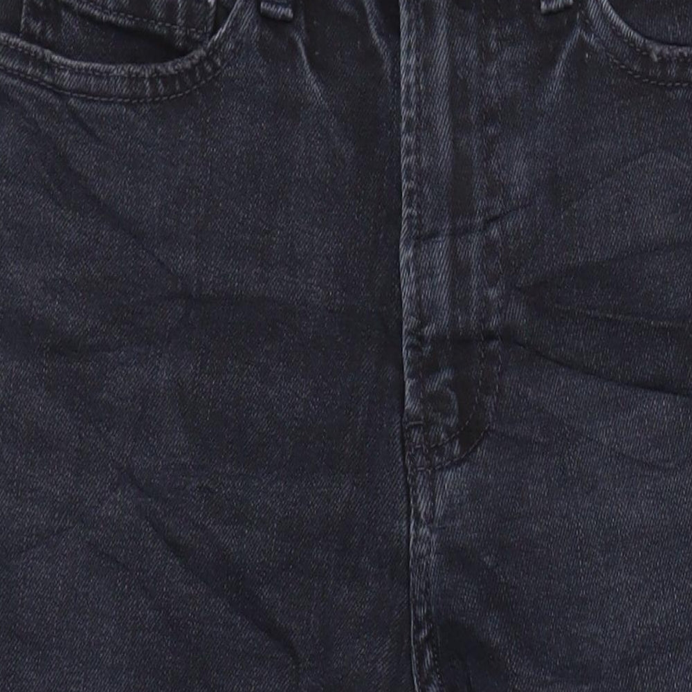 Marks & Spencer Womens Black Cotton Straight Jeans Size 6 L23 in Regular