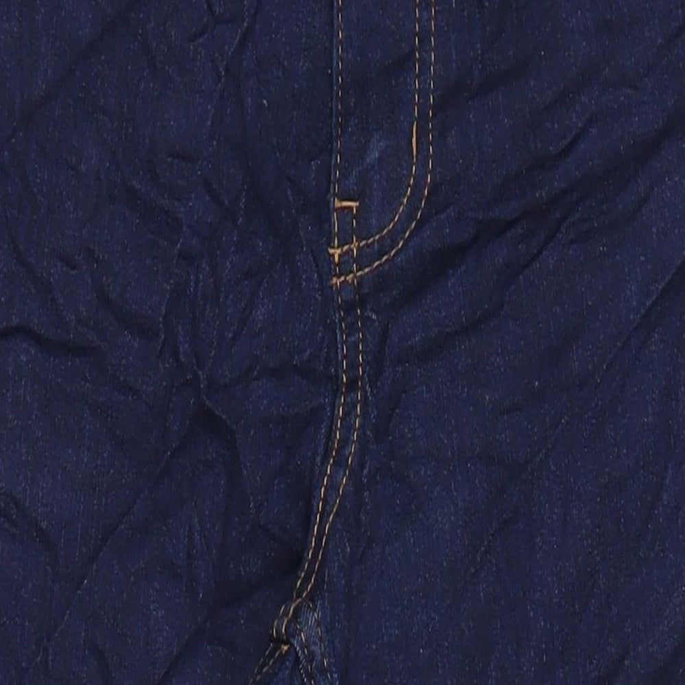Marks & Spencer Womens Blue Herringbone Cotton Skinny Jeans Size 12 L23.5 in Regular