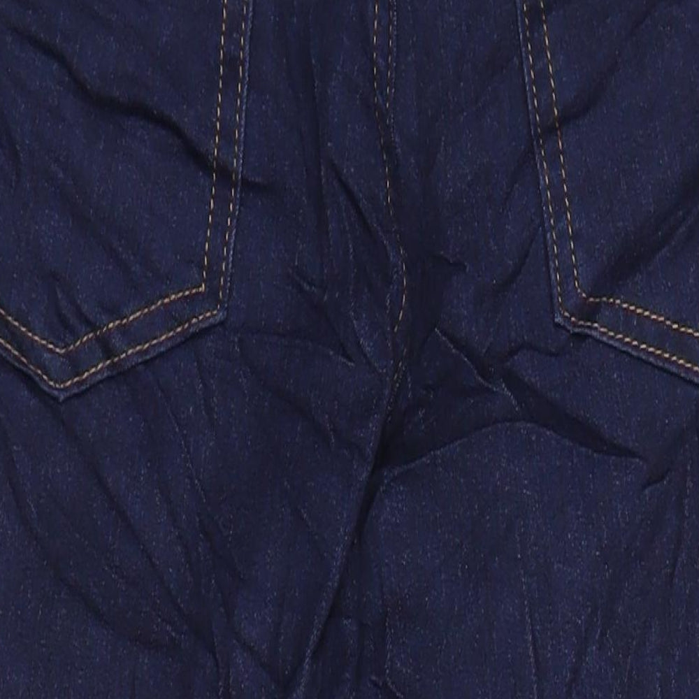 Marks & Spencer Womens Blue Herringbone Cotton Skinny Jeans Size 12 L23.5 in Regular