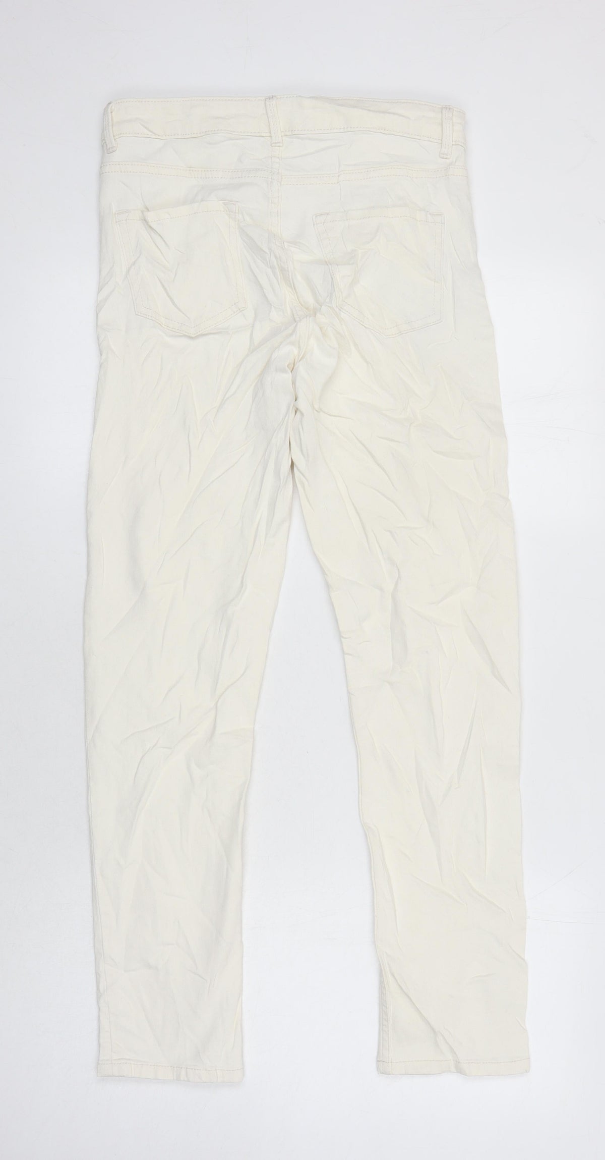Marks & Spencer Womens Ivory Cotton Tapered Jeans Size 10 L26 in Regular