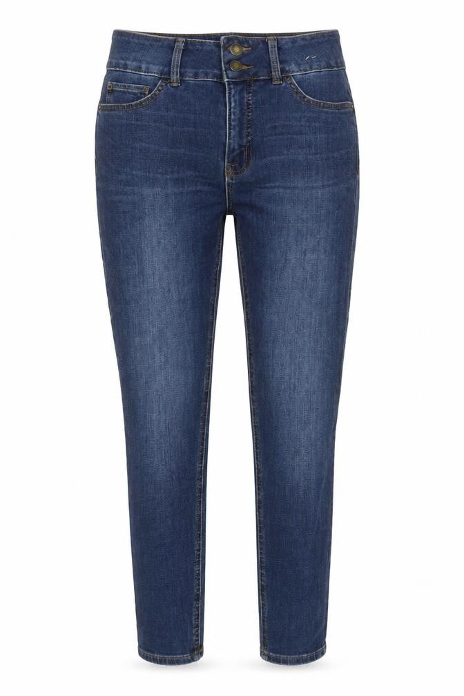 Marks & Spencer Womens Blue Cotton Tapered Jeans Size 8 L25 in Regular