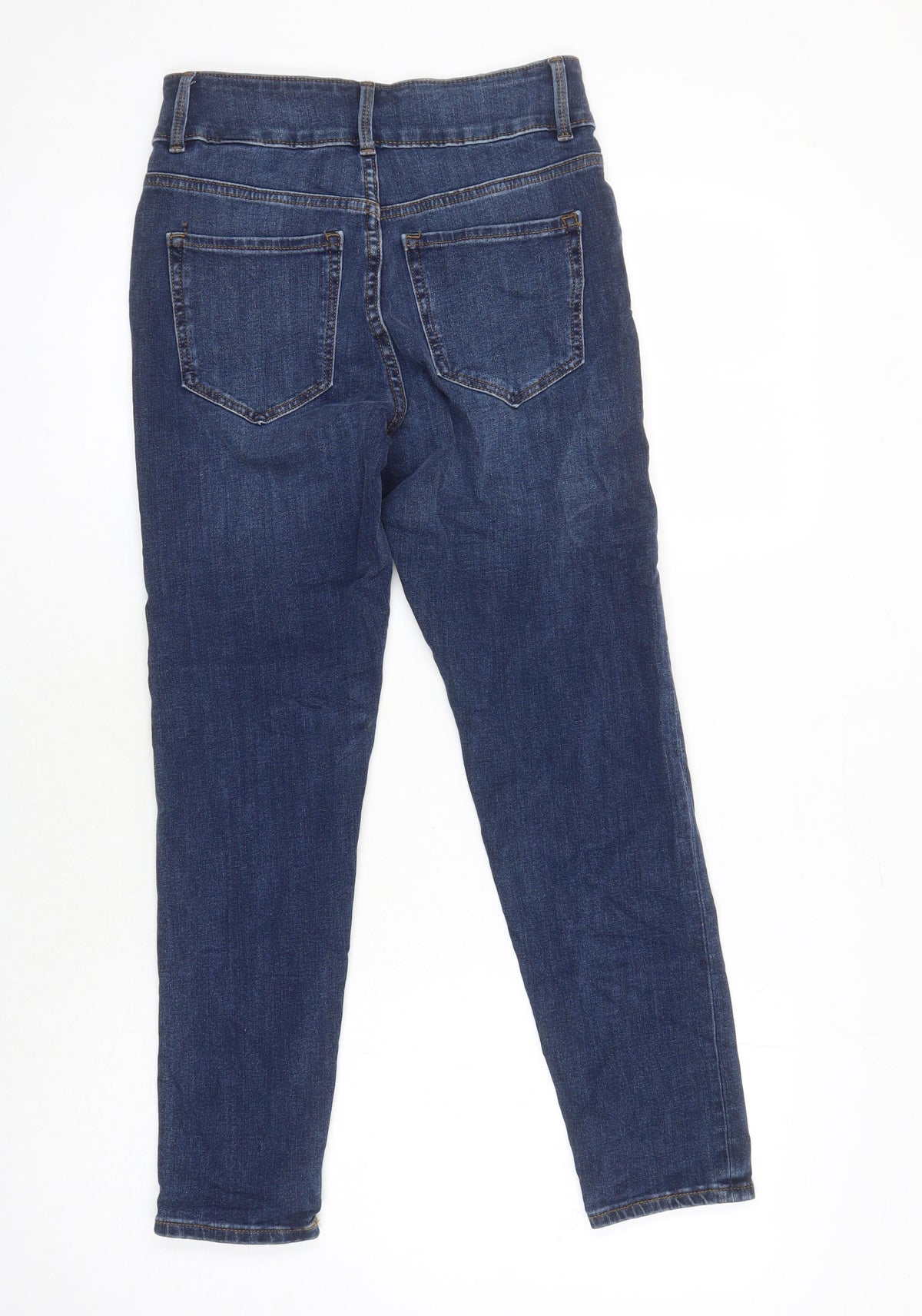 Marks & Spencer Womens Blue Cotton Tapered Jeans Size 8 L25 in Regular