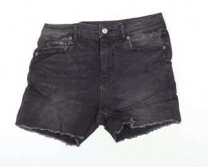 Marks & Spencer Womens Black Cotton Boyfriend Shorts Size 6 Regular