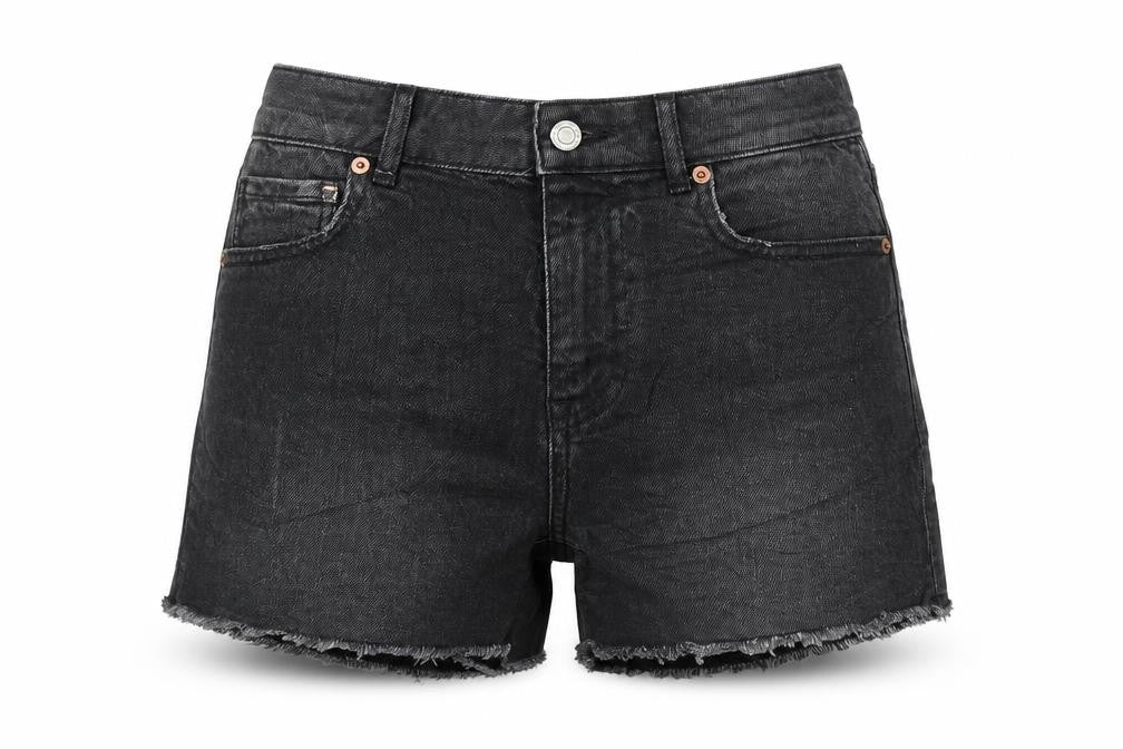 Marks & Spencer Womens Black Cotton Boyfriend Shorts Size 6 Regular