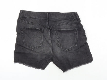 Marks & Spencer Womens Black Cotton Boyfriend Shorts Size 6 Regular