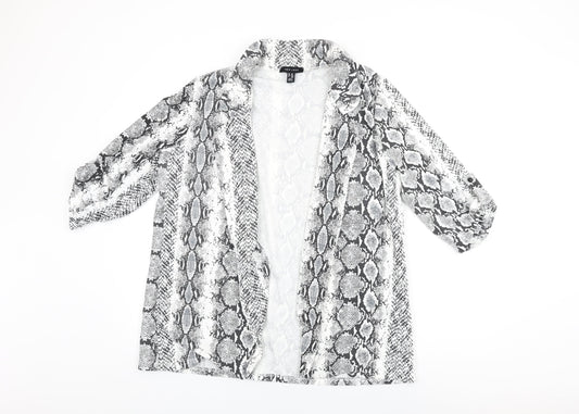 New Look Womens White Animal Print Jacket Size 14