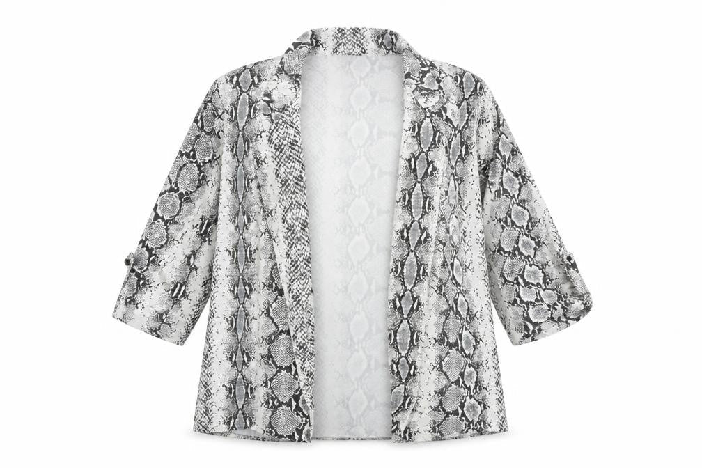 New Look Womens White Animal Print Jacket Size 14