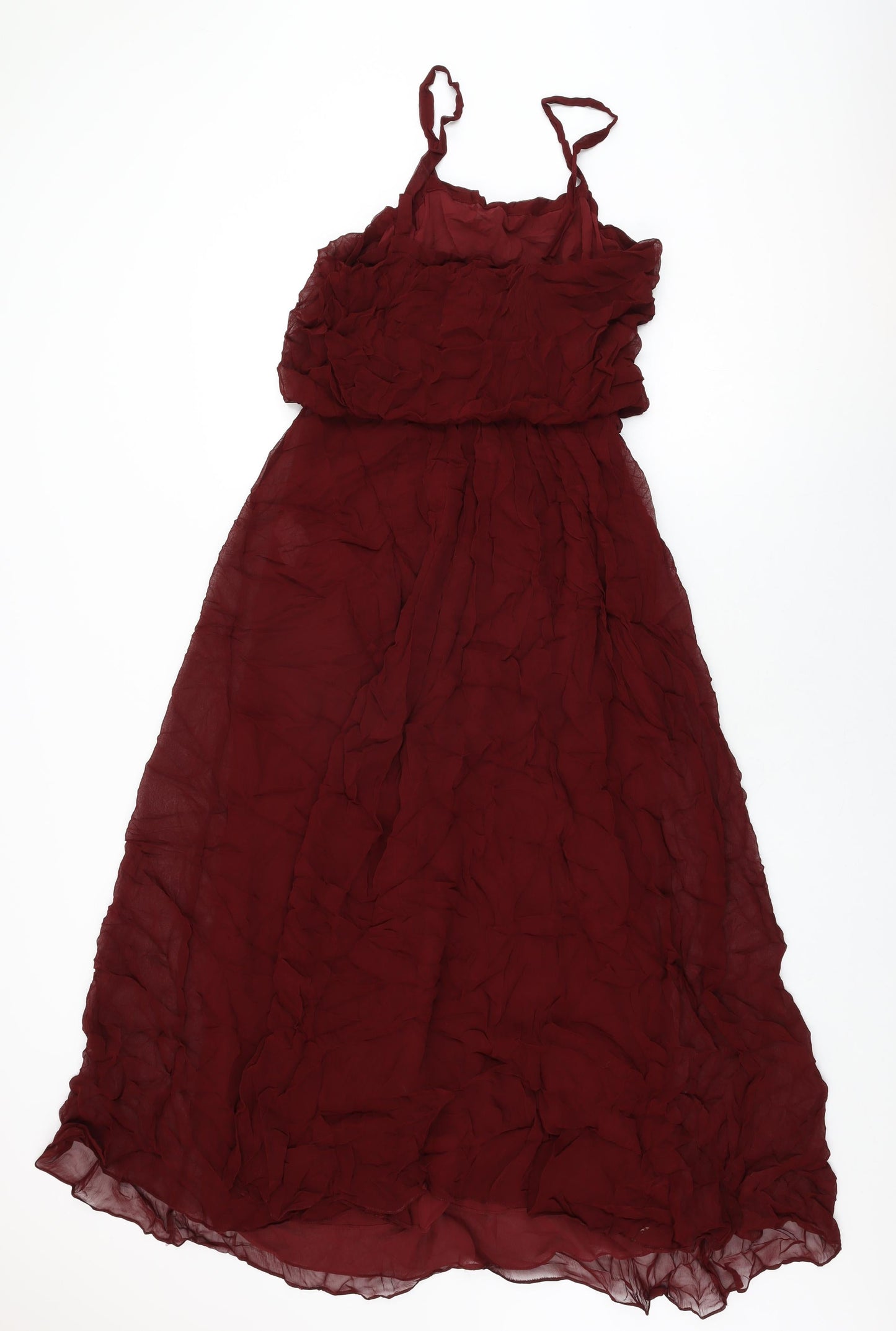 Zara Womens Red Polyester Maxi Size S Square Neck Pullover