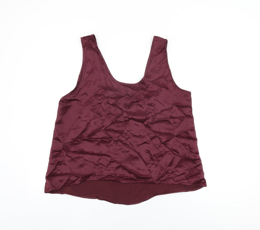 Zara Womens Purple Polyester Basic T-Shirt Size L Round Neck