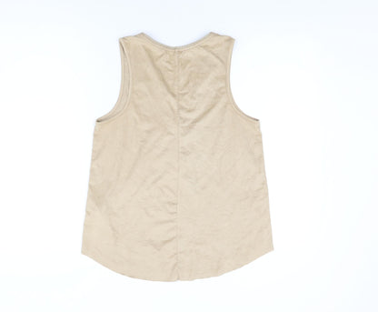 Stradivarius Womens Beige Polyester Basic T-Shirt Size S V-Neck