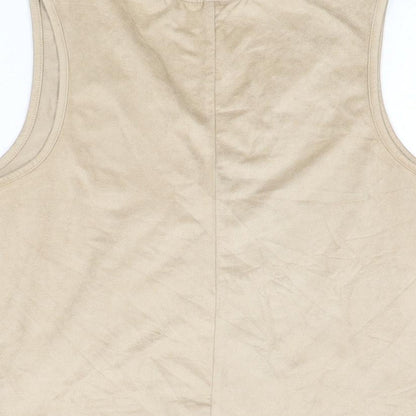 Stradivarius Womens Beige Polyester Basic T-Shirt Size S V-Neck