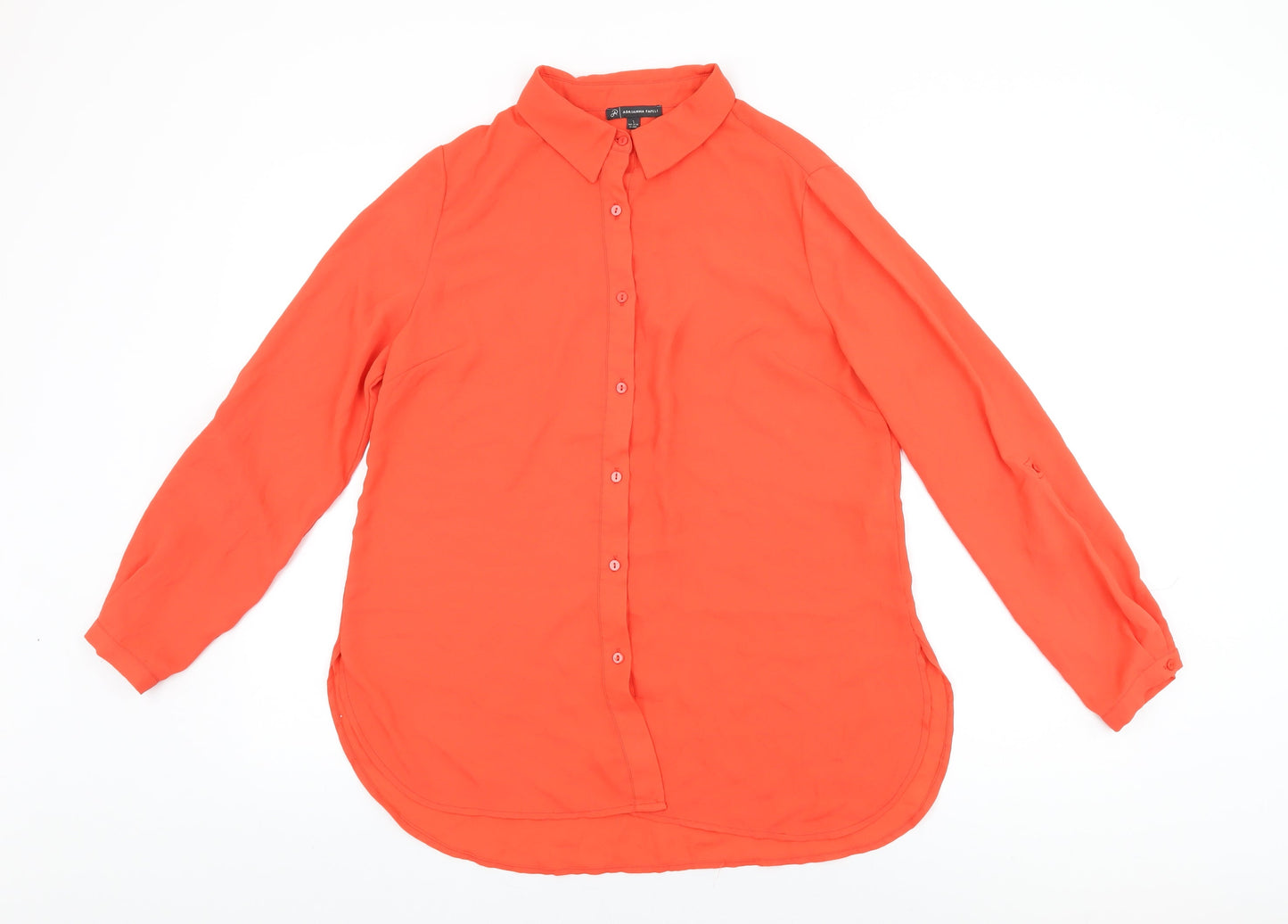 Adrianna Papell Womens Red Polyester Basic Button-Up Size S Collared