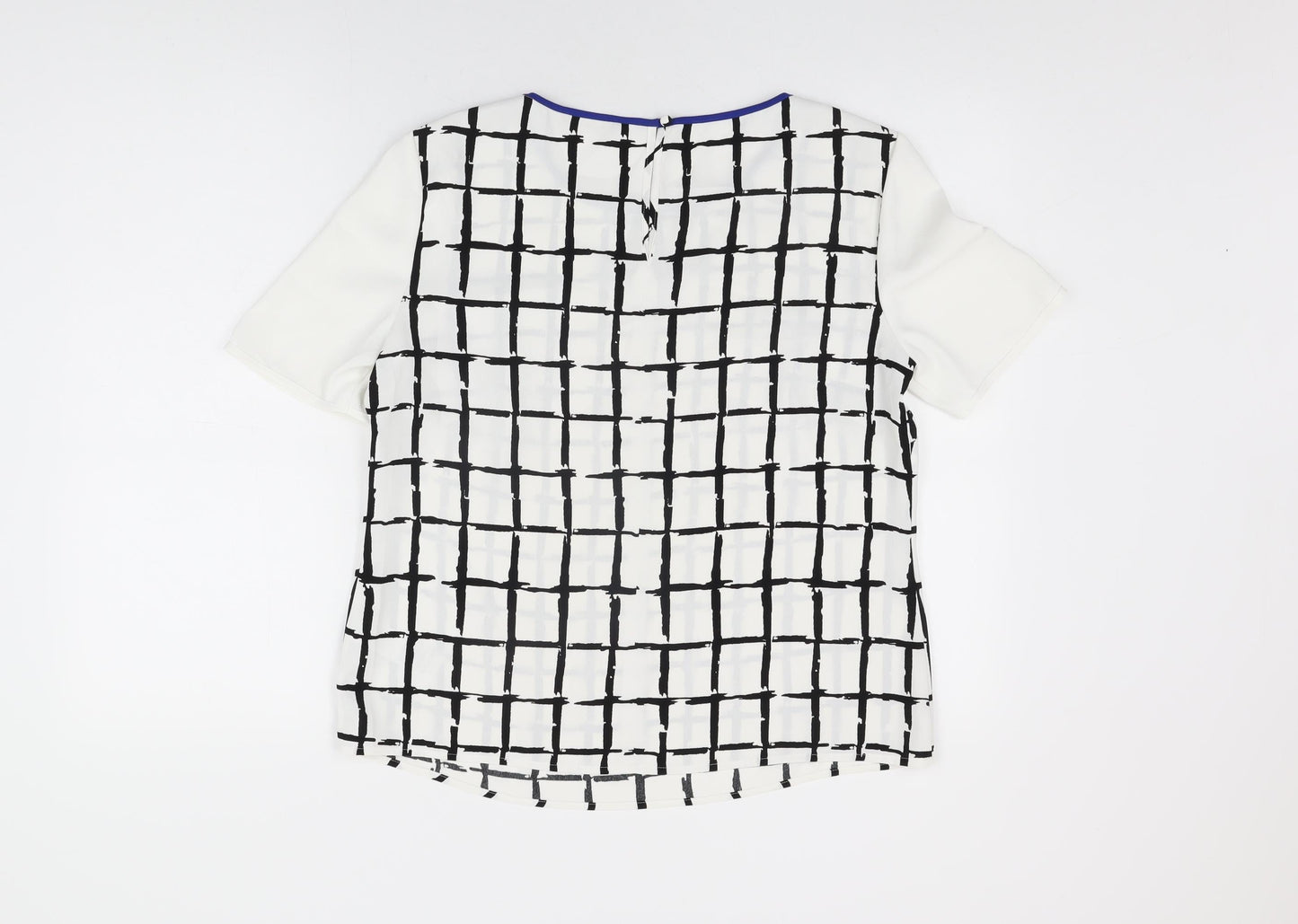 Planet Womens White Geometric Polyester Basic Blouse Size 10 Round Neck