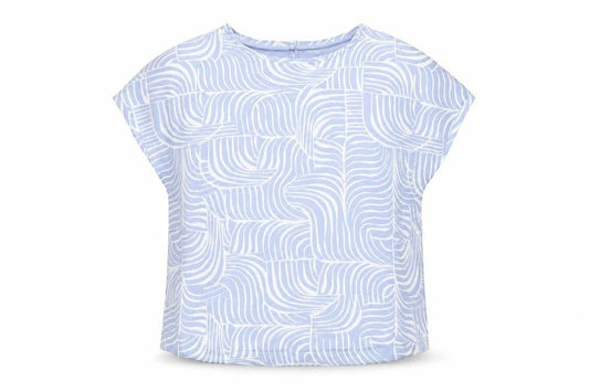Marks and Spencer Womens Blue Geometric Viscose Basic Blouse Size 16 Round Neck
