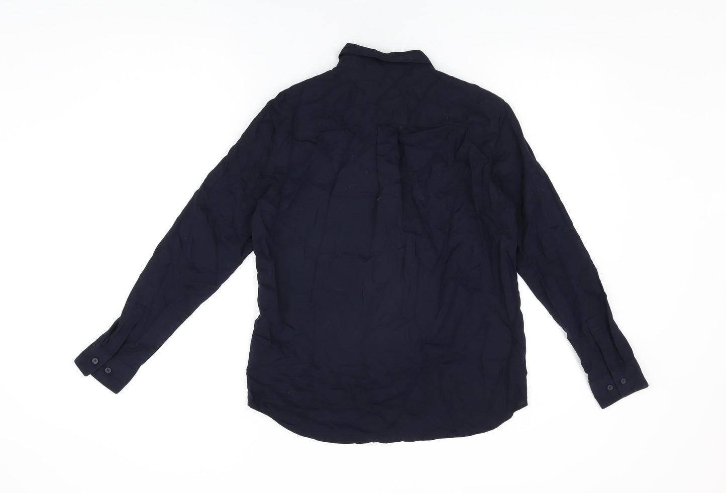 Uniqlo Womens Blue Viscose Basic Button-Up Size XS Collared