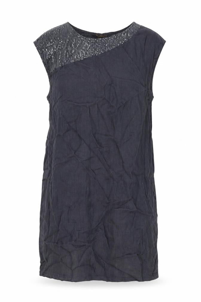 Plazza Roma Womens Grey Linen Shift Size L Round Neck Pullover