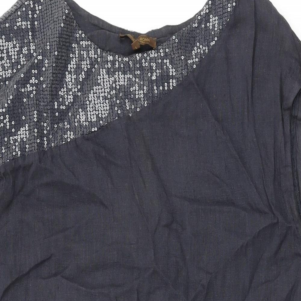 Plazza Roma Womens Grey Linen Shift Size L Round Neck Pullover