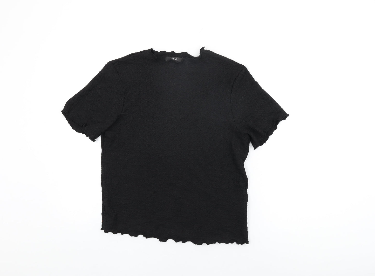 NEXT Womens Black Polyester Basic T-Shirt Size 16 Round Neck