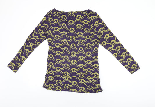 Lily Originals Womens Purple Geometric Viscose Basic T-Shirt Size 14 Round Neck