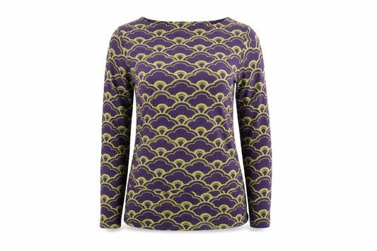 Lily Originals Womens Purple Geometric Viscose Basic T-Shirt Size 14 Round Neck
