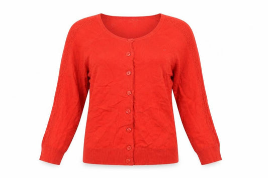 Dorothy Perkins Womens Red Round Neck Cotton Cardigan Jumper Size 8