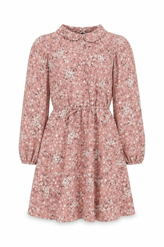 New Look Womens Pink Floral Polyester Skater Dress Size 10 Collared Button